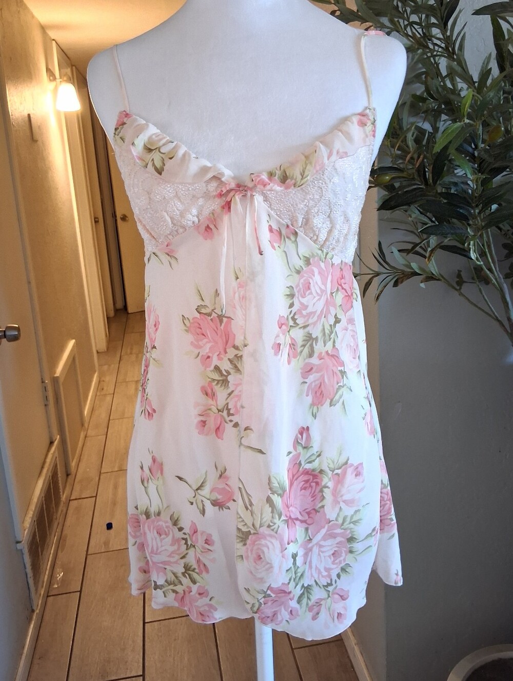 Victoria's Secret Vintage Babydoll Dress Lace Floral Ruffle XS Lingerie Fairy